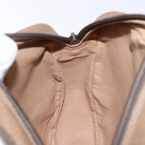 GUCCI GG Supreme Web Sherry Line Clutch Bag PVC Beige Gold - Picture 14 of 16